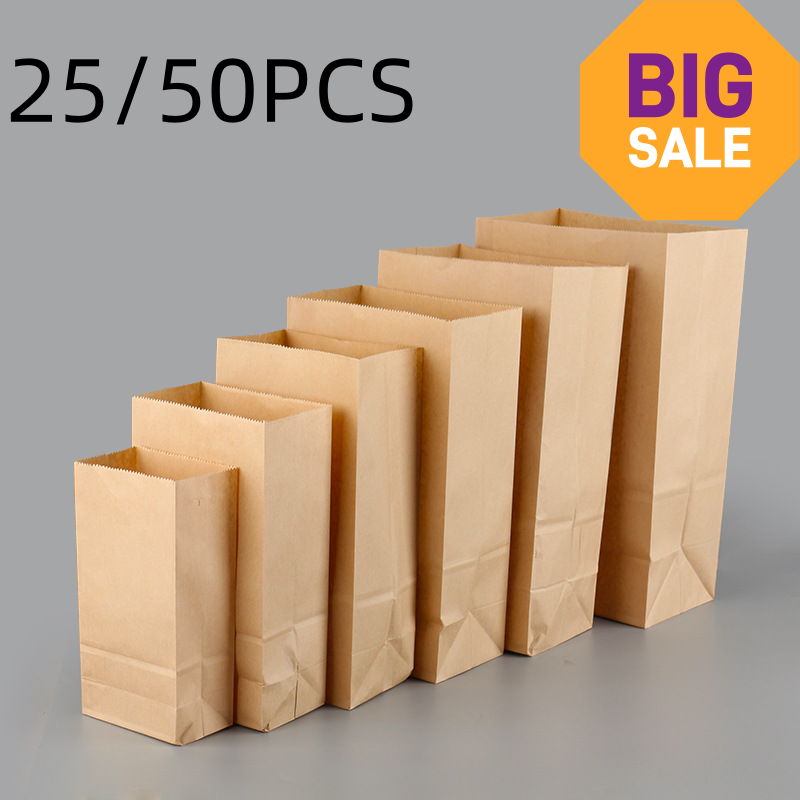 Food Storage Plants - 25/50pcs Sacos de Papel Kraft Marrom
