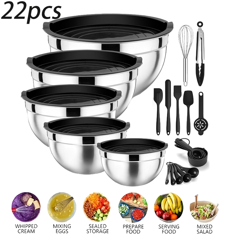 Food Storage Stainless Steel - 5 tigelas de mistura em aço