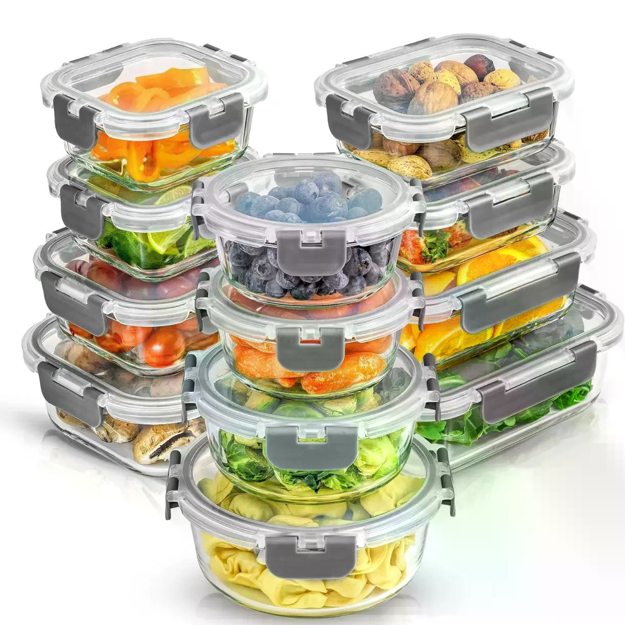 Food Storage Tupperware - Conjunto de 24 recipientes de armazenamento