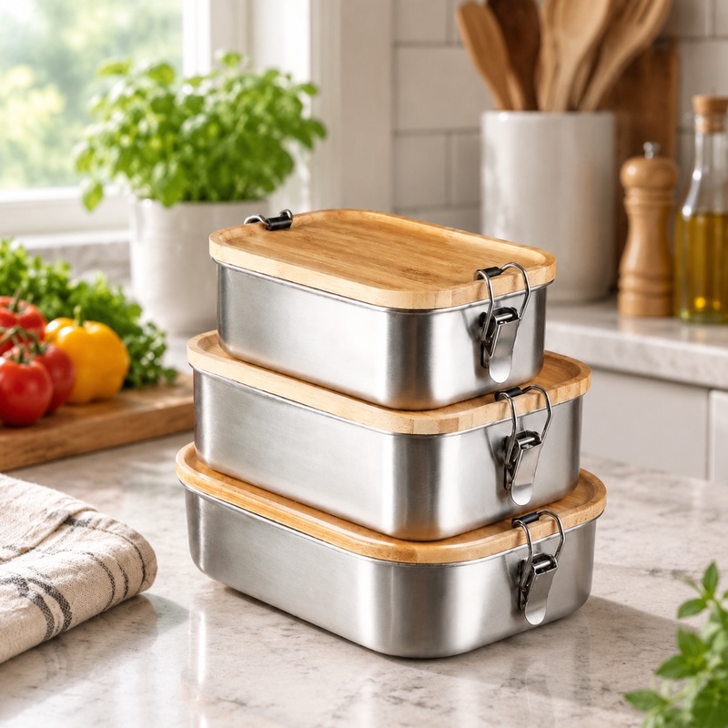 Food Storage Stainless Steel - Marmita Durável de Aço Inoxidável 304