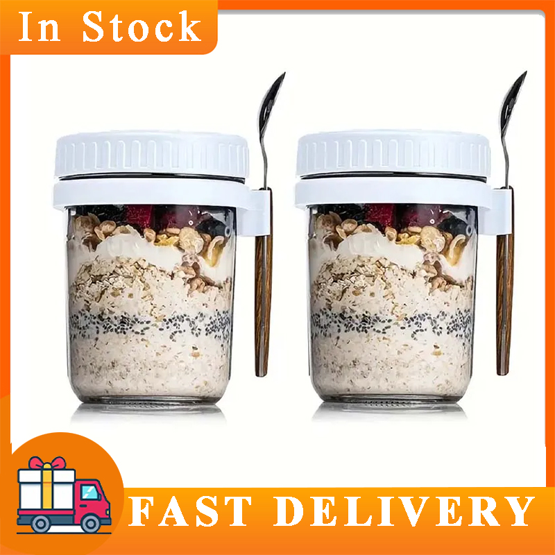 Food Storage Tupperware - Recipiente de aveia noturna com tampa
